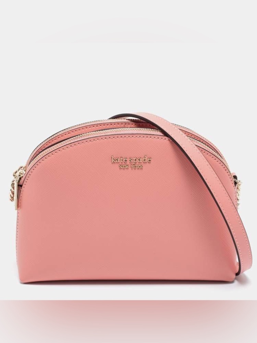Kate Spade Pink Leather Spencer Small Double Zip Crossbody Bag